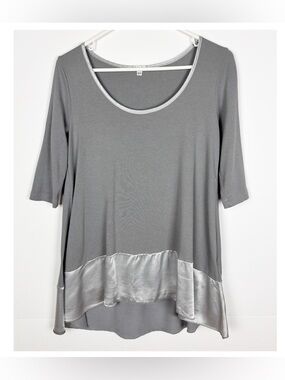 PJ Harlow Women's Kiki Three Quarter Loose Top Gray Silver Size XS Lounge